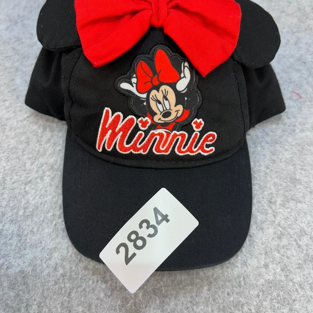 Minnie Mouse Kids Black Disney Baseball Hat 3D Ears and Bow OSFM